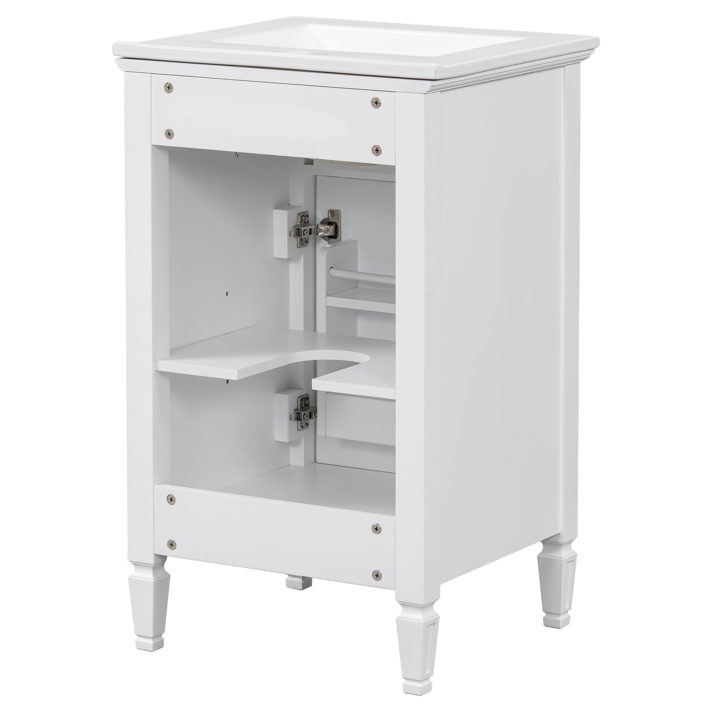 VanityFus 20-in Bathroom Vanity White Single Sink Combo with Ceramic Top 1 Soft Close Door 1 Drawer Adjustable Shelves