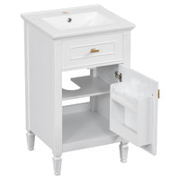 VanityFus 20-in Bathroom Vanity White Single Sink Combo with Ceramic Top 1 Soft Close Door 1 Drawer Adjustable Shelves