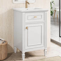 VanityFus 20-in Bathroom Vanity White Single Sink Combo with Ceramic Top 1 Soft Close Door 1 Drawer Adjustable Shelves