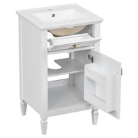 VanityFus 20-in Bathroom Vanity White Single Sink Combo with Ceramic Top 1 Soft Close Door 1 Drawer Adjustable Shelves