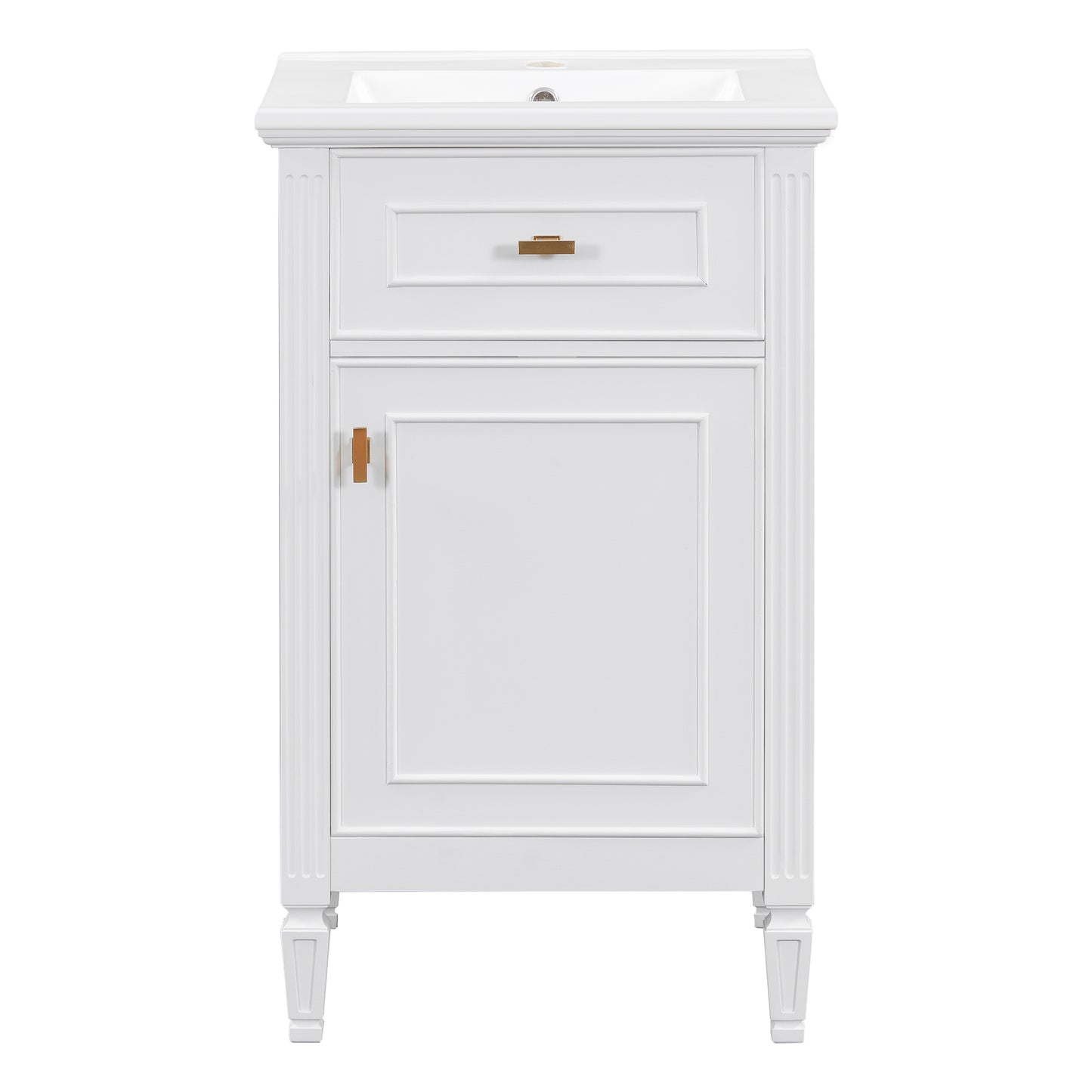 VanityFus 20-in Bathroom Vanity White Single Sink Combo with Ceramic Top 1 Soft Close Door 1 Drawer Adjustable Shelves