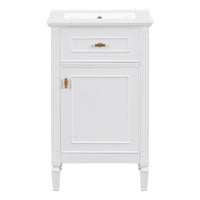 VanityFus 20-in Bathroom Vanity White Single Sink Combo with Ceramic Top 1 Soft Close Door 1 Drawer Adjustable Shelves