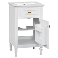 VanityFus 20-in Bathroom Vanity White Single Sink Combo with Ceramic Top 1 Soft Close Door 1 Drawer Adjustable Shelves