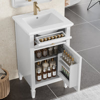 VanityFus 20-in Bathroom Vanity White Single Sink Combo with Ceramic Top 1 Soft Close Door 1 Drawer Adjustable Shelves