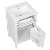 VanityFus 20-in Bathroom Vanity White Single Sink Combo with Ceramic Top 1 Soft Close Door 1 Drawer Adjustable Shelves