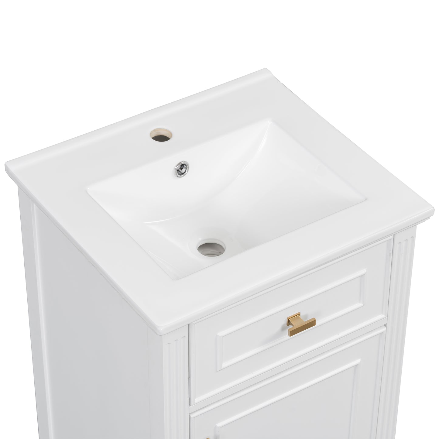 VanityFus 20-in Bathroom Vanity White Single Sink Combo with Ceramic Top 1 Soft Close Door 1 Drawer Adjustable Shelves