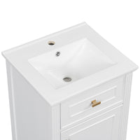 VanityFus 20-in Bathroom Vanity White Single Sink Combo with Ceramic Top 1 Soft Close Door 1 Drawer Adjustable Shelves