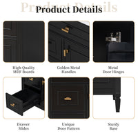 VanityFus 30-in Black Bathroom Vanity Single Sink Combo Ceramic Top 1 door 3 drawers Undermount Adjustable Shelves