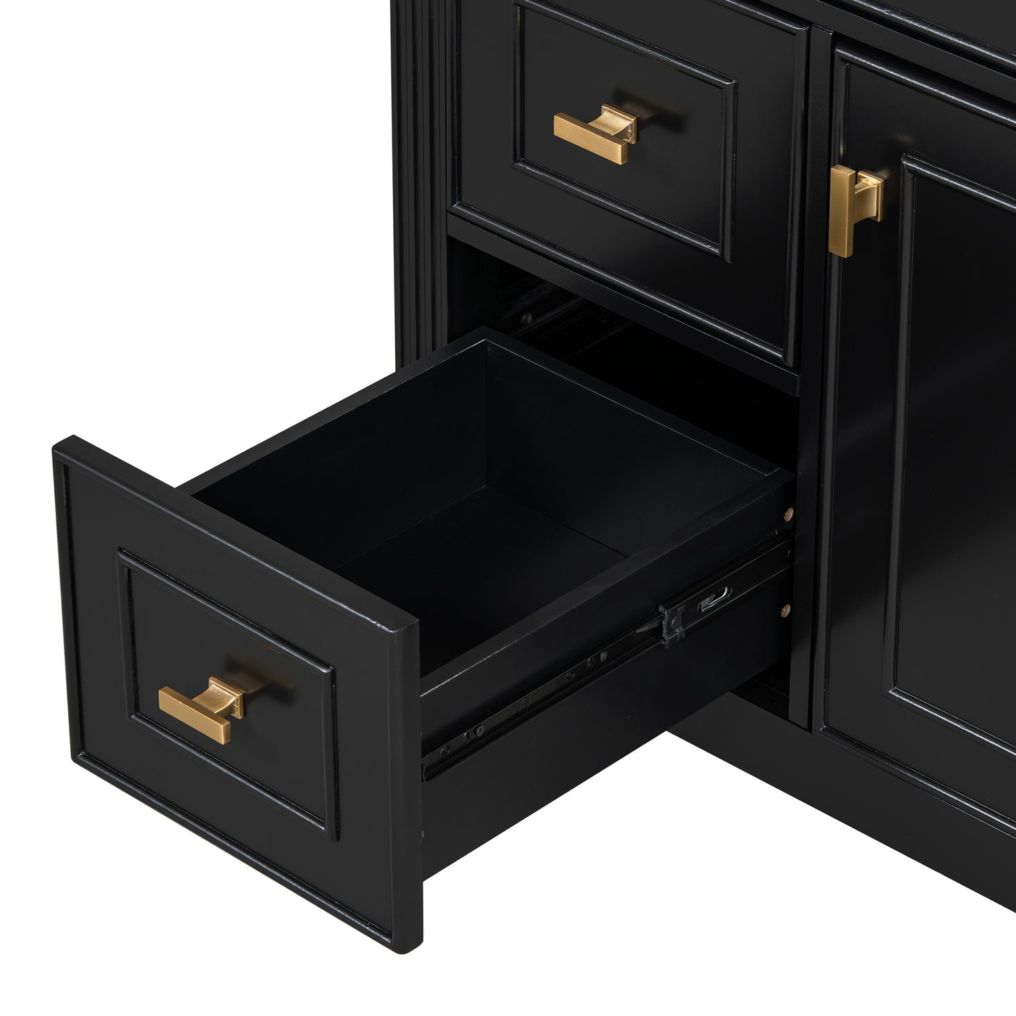 VanityFus 30-in Black Bathroom Vanity Single Sink Combo Ceramic Top 1 door 3 drawers Undermount Adjustable Shelves