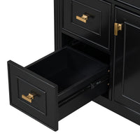 VanityFus 30-in Black Bathroom Vanity Single Sink Combo Ceramic Top 1 door 3 drawers Undermount Adjustable Shelves