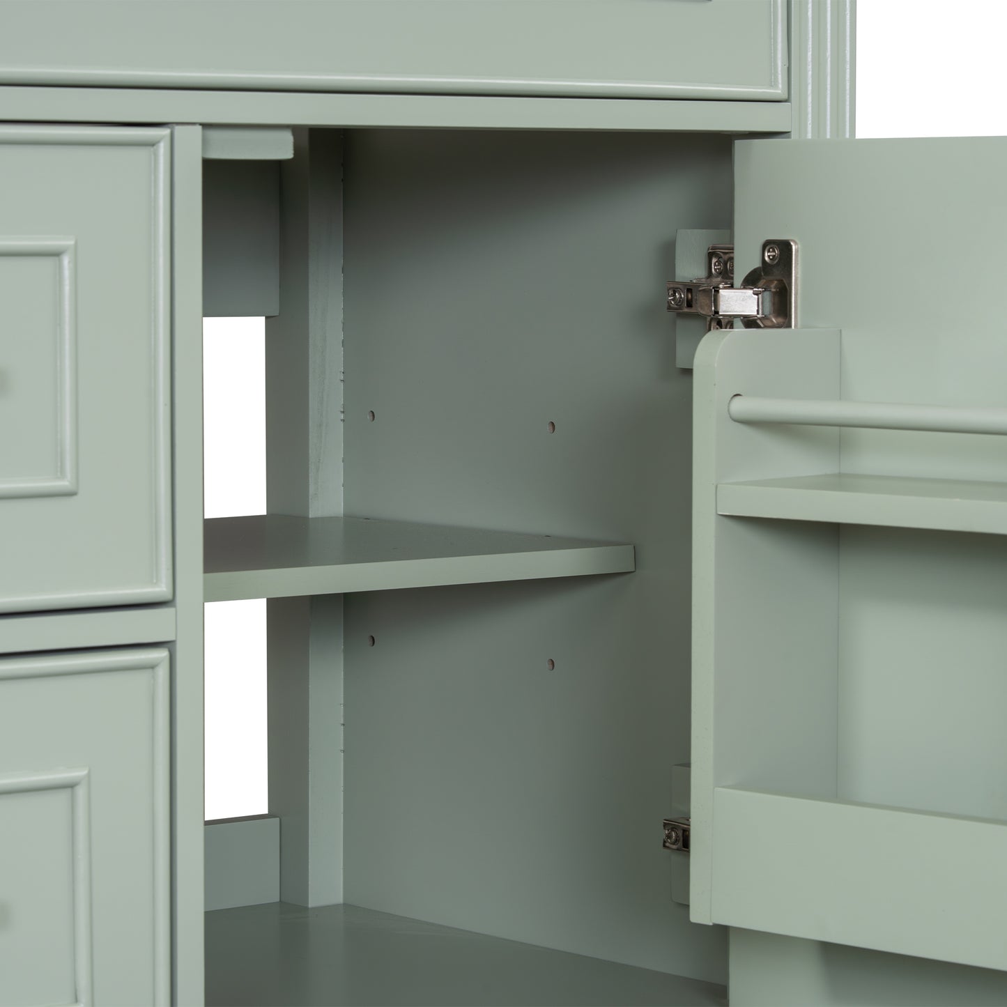 VanityFus 30-in Green Bathroom Vanity Single Sink Combo Ceramic Top 1 door 3 drawers Undermount Adjustable Shelves
