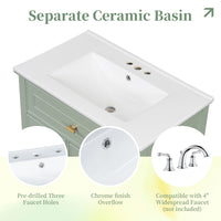 VanityFus 30-in Green Bathroom Vanity Single Sink Combo Ceramic Top 1 door 3 drawers Undermount Adjustable Shelves