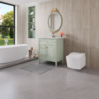 VanityFus 30-in Green Bathroom Vanity Single Sink Combo Ceramic Top 1 door 3 drawers Undermount Adjustable Shelves