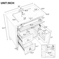 VanityFus 30-in Green Bathroom Vanity Single Sink Combo Ceramic Top 1 door 3 drawers Undermount Adjustable Shelves
