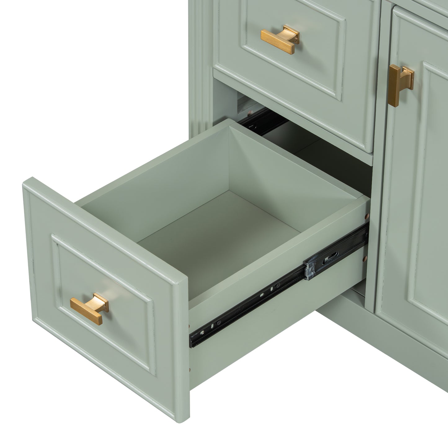 VanityFus 30-in Green Bathroom Vanity Single Sink Combo Ceramic Top 1 door 3 drawers Undermount Adjustable Shelves