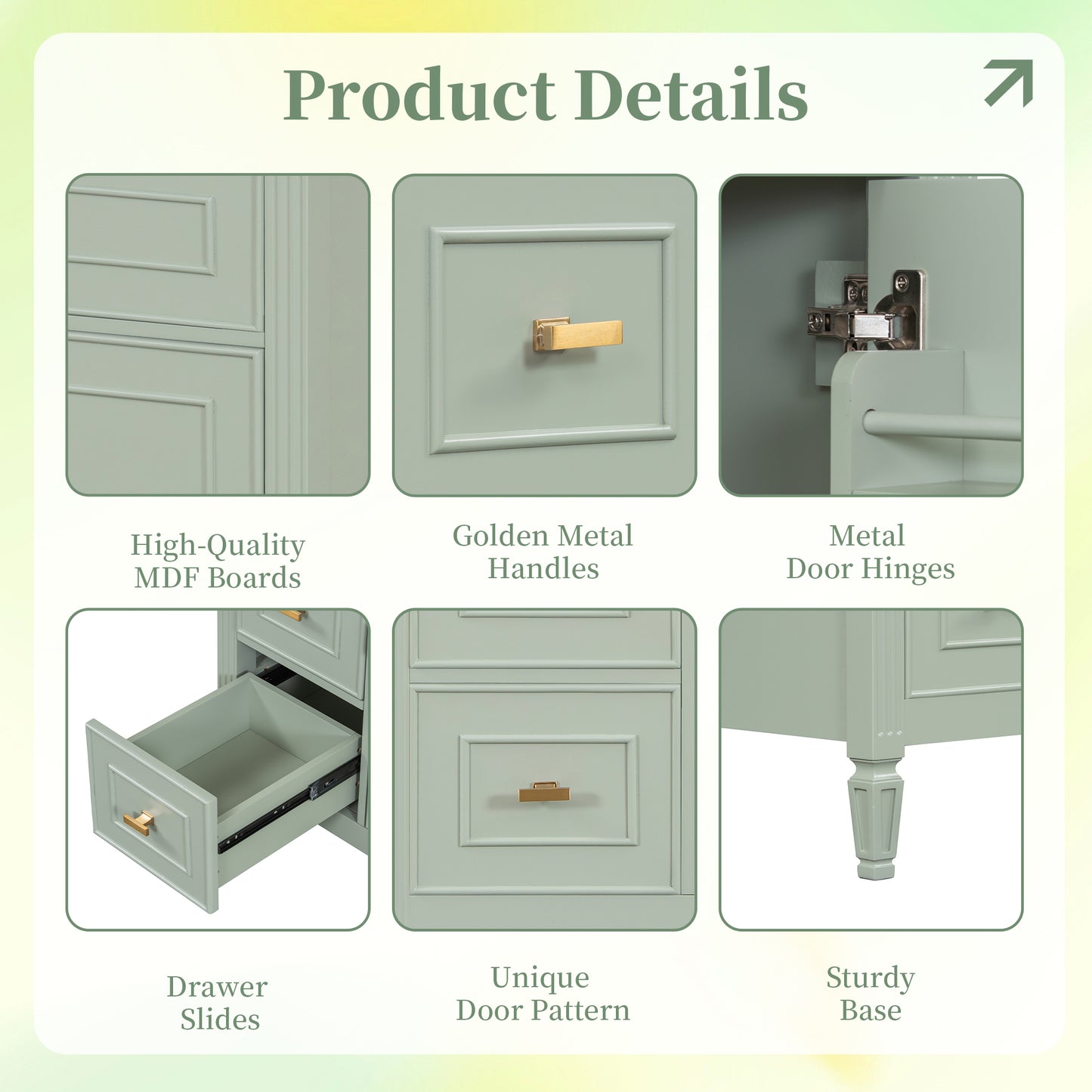VanityFus 30-in Green Bathroom Vanity Single Sink Combo Ceramic Top 1 door 3 drawers Undermount Adjustable Shelves