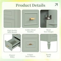 VanityFus 30-in Green Bathroom Vanity Single Sink Combo Ceramic Top 1 door 3 drawers Undermount Adjustable Shelves