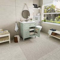VanityFus 30-in Green Bathroom Vanity Single Sink Combo Ceramic Top 1 door 3 drawers Undermount Adjustable Shelves