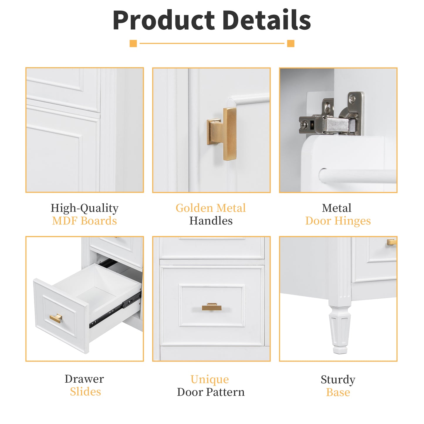 VanityFus 30-in White Bathroom Vanity Single Sink Combo Ceramic Top 1 door 3 drawers Undermount Adjustable Shelves