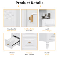 VanityFus 30-in White Bathroom Vanity Single Sink Combo Ceramic Top 1 door 3 drawers Undermount Adjustable Shelves