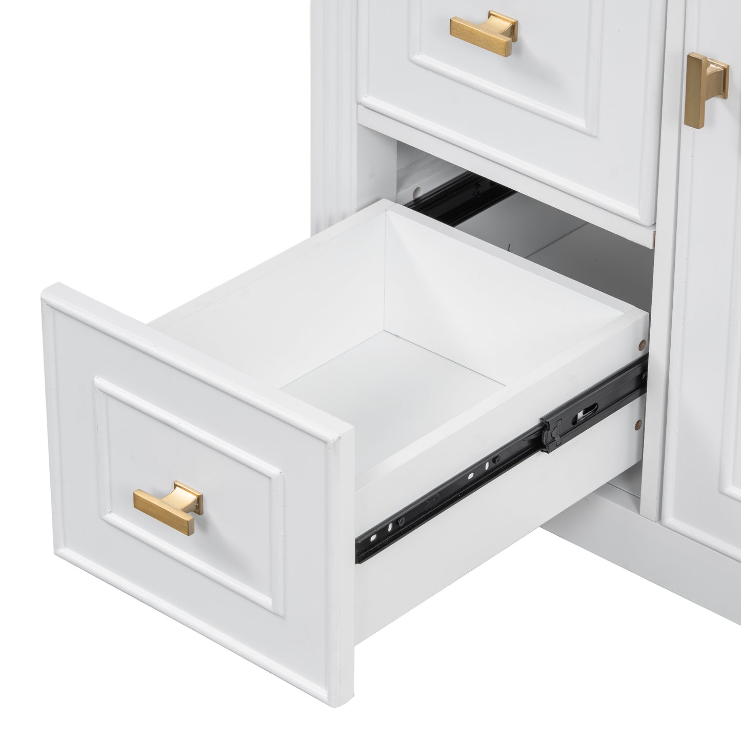 VanityFus 30-in White Bathroom Vanity Single Sink Combo Ceramic Top 1 door 3 drawers Undermount Adjustable Shelves