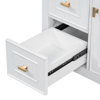 VanityFus 30-in White Bathroom Vanity Single Sink Combo Ceramic Top 1 door 3 drawers Undermount Adjustable Shelves