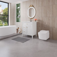 VanityFus 30-in White Bathroom Vanity Single Sink Combo Ceramic Top 1 door 3 drawers Undermount Adjustable Shelves
