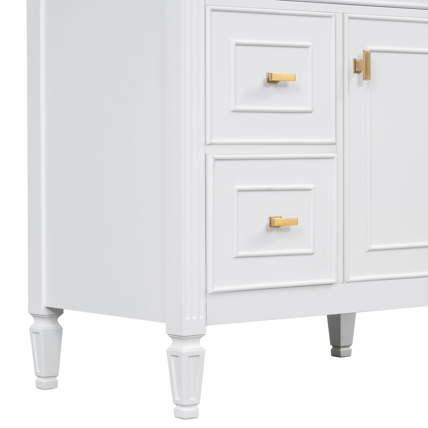 VanityFus 30-in White Bathroom Vanity Single Sink Combo Ceramic Top 1 door 3 drawers Undermount Adjustable Shelves