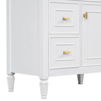 VanityFus 30-in White Bathroom Vanity Single Sink Combo Ceramic Top 1 door 3 drawers Undermount Adjustable Shelves