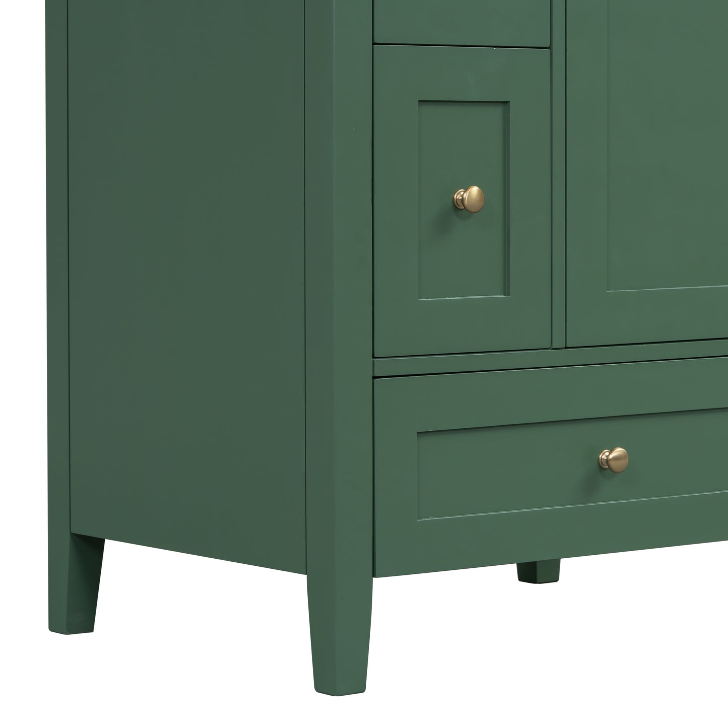 VanityFus 24-in Deep Green Bathroom Vanity Single Sink Combo Ceramic Top 1 door 3 drawers Undermount Adjustable Shelves