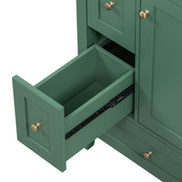 VanityFus 24-in Deep Green Bathroom Vanity Single Sink Combo Ceramic Top 1 door 3 drawers Undermount Adjustable Shelves