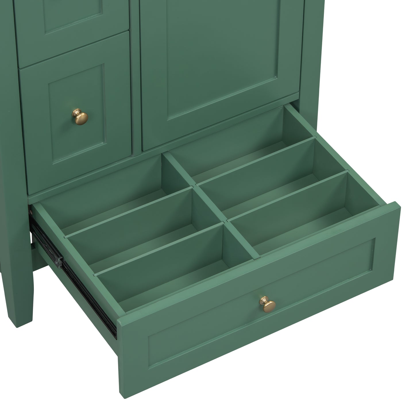 VanityFus 24-in Deep Green Bathroom Vanity Single Sink Combo Ceramic Top 1 door 3 drawers Undermount Adjustable Shelves