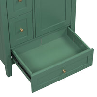 VanityFus 24-in Deep Green Bathroom Vanity Single Sink Combo Ceramic Top 1 door 3 drawers Undermount Adjustable Shelves