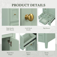 VanityFus 24-in Green Bathroom Vanity Single Sink Combo Ceramic Top 1 door 3 drawers Undermount Adjustable Shelves