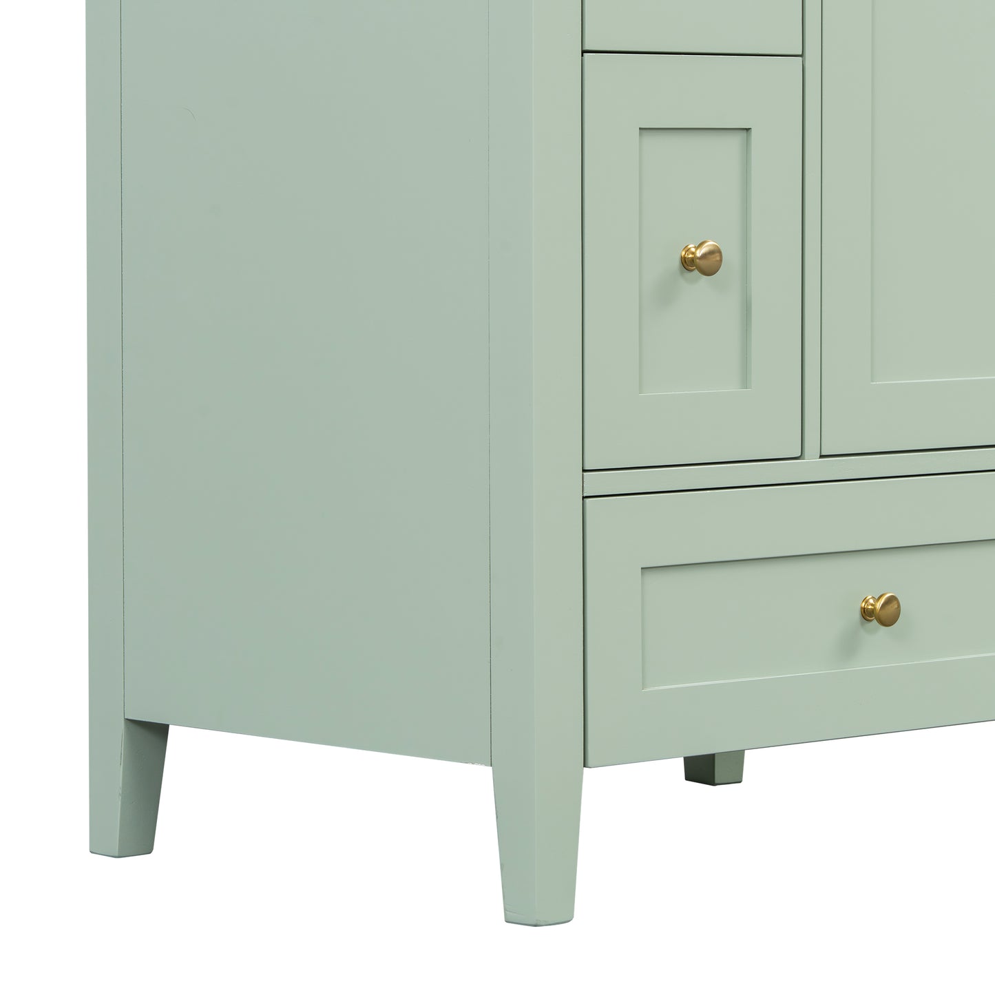 VanityFus 24-in Green Bathroom Vanity Single Sink Combo Ceramic Top 1 door 3 drawers Undermount Adjustable Shelves