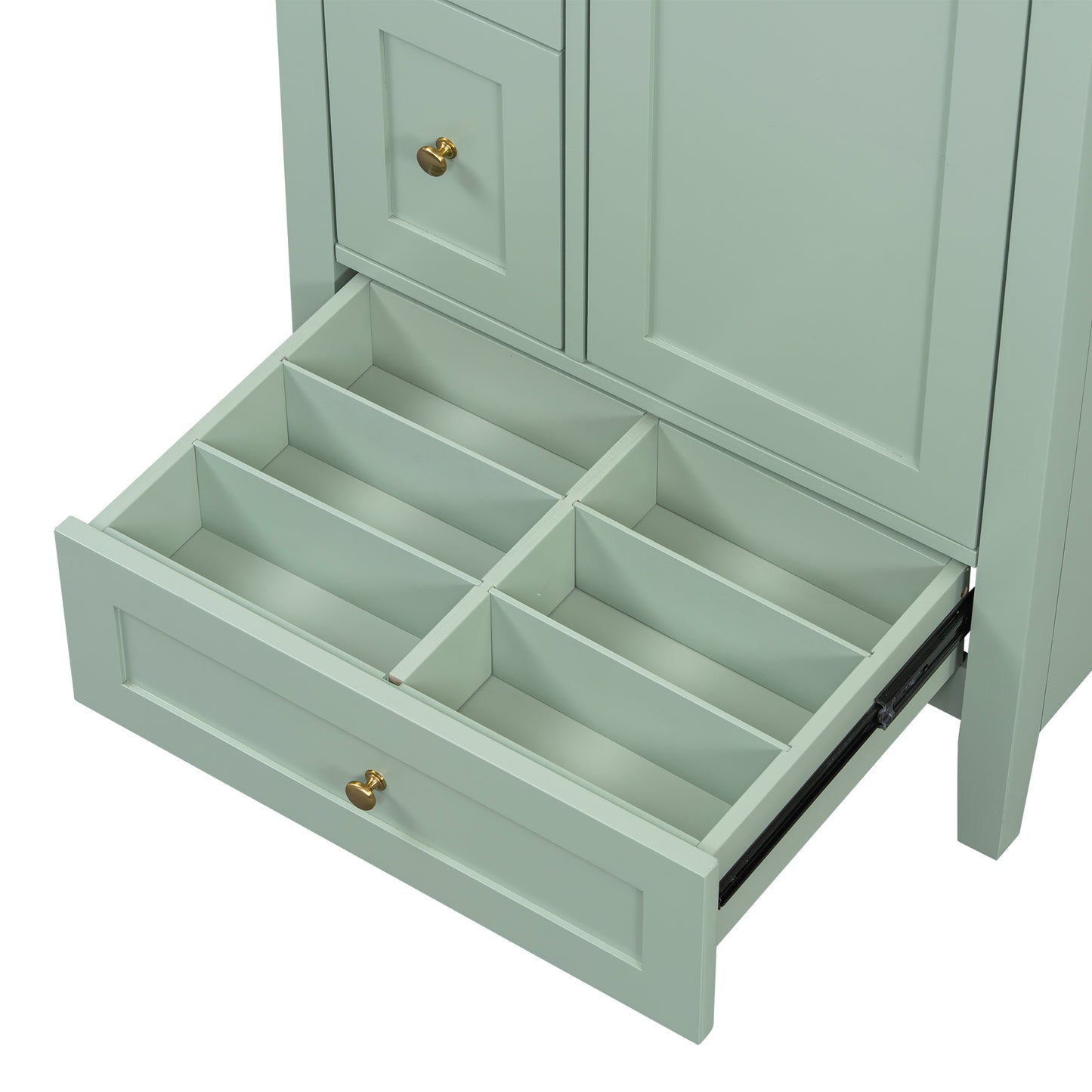 VanityFus 24-in Green Bathroom Vanity Single Sink Combo Ceramic Top 1 door 3 drawers Undermount Adjustable Shelves