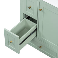 VanityFus 24-in Green Bathroom Vanity Single Sink Combo Ceramic Top 1 door 3 drawers Undermount Adjustable Shelves