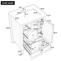 VanityFus 24-in Green Bathroom Vanity Single Sink Combo Ceramic Top 1 door 3 drawers Undermount Adjustable Shelves
