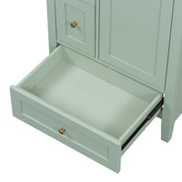 VanityFus 24-in Green Bathroom Vanity Single Sink Combo Ceramic Top 1 door 3 drawers Undermount Adjustable Shelves