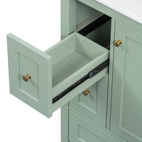 VanityFus 24-in Green Bathroom Vanity Single Sink Combo Ceramic Top 1 door 3 drawers Undermount Adjustable Shelves