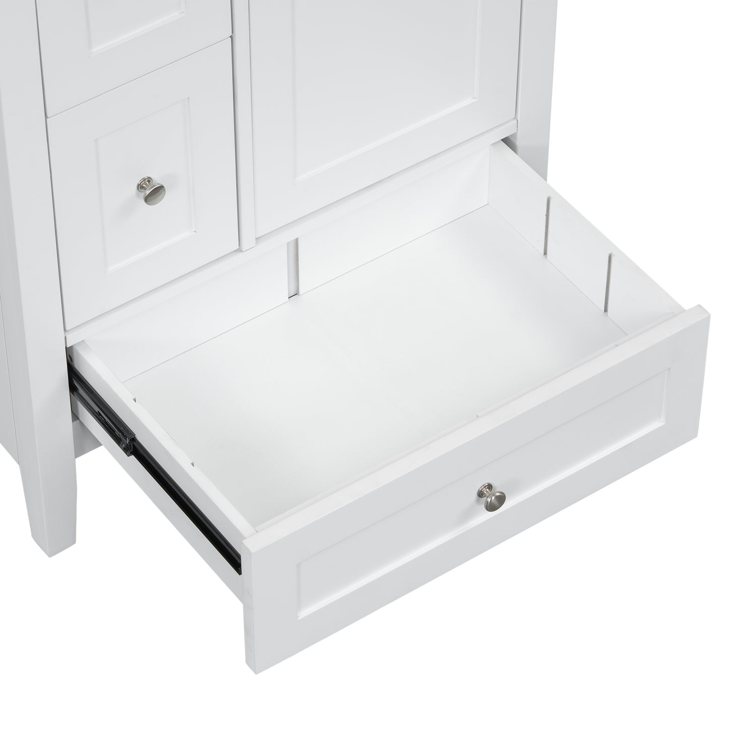 VanityFus 24-in White Bathroom Vanity Single Sink Combo Ceramic Top 1 door 3 drawers Undermount Adjustable Shelves