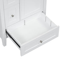 VanityFus 24-in White Bathroom Vanity Single Sink Combo Ceramic Top 1 door 3 drawers Undermount Adjustable Shelves
