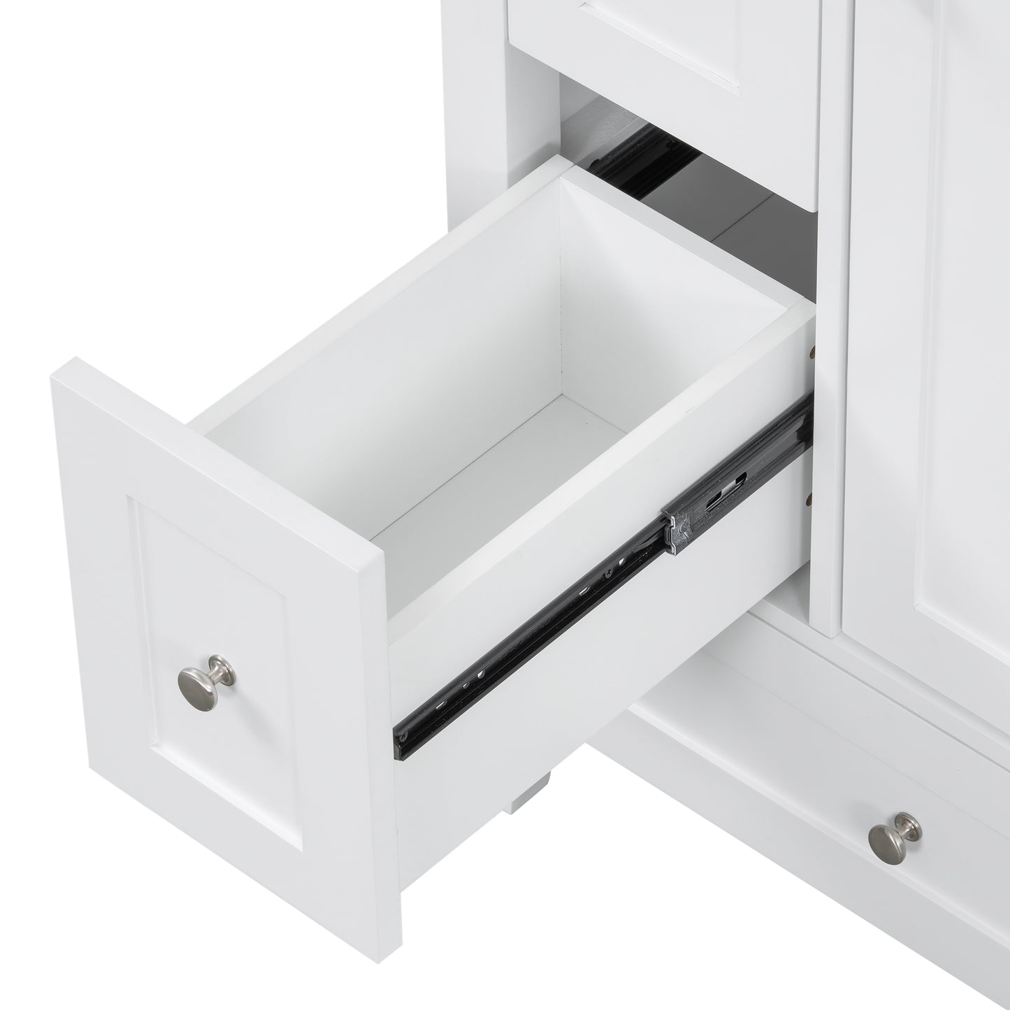 VanityFus 24-in White Bathroom Vanity Single Sink Combo Ceramic Top 1 door 3 drawers Undermount Adjustable Shelves