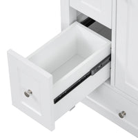 VanityFus 24-in White Bathroom Vanity Single Sink Combo Ceramic Top 1 door 3 drawers Undermount Adjustable Shelves