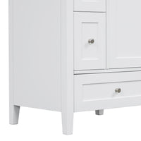VanityFus 24-in White Bathroom Vanity Single Sink Combo Ceramic Top 1 door 3 drawers Undermount Adjustable Shelves