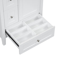 VanityFus 24-in White Bathroom Vanity Single Sink Combo Ceramic Top 1 door 3 drawers Undermount Adjustable Shelves