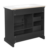 VanityFus 36-in Black Bathroom Vanity Single Sink Combo Ceramic Top 1 Soft Close Door 4 drawers Adjustable Shelves