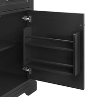 VanityFus 36-in Black Bathroom Vanity Single Sink Combo Ceramic Top 1 Soft Close Door 4 drawers Adjustable Shelves