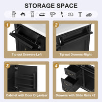 VanityFus 36-in Black Bathroom Vanity Single Sink Combo Ceramic Top 1 Soft Close Door 4 drawers Adjustable Shelves