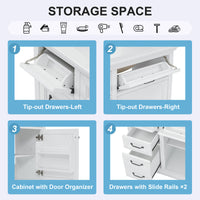 VanityFus 36-in White Bathroom Vanity Single Sink Combo Ceramic Top 1 Soft Close Door 4 drawers Adjustable Shelves